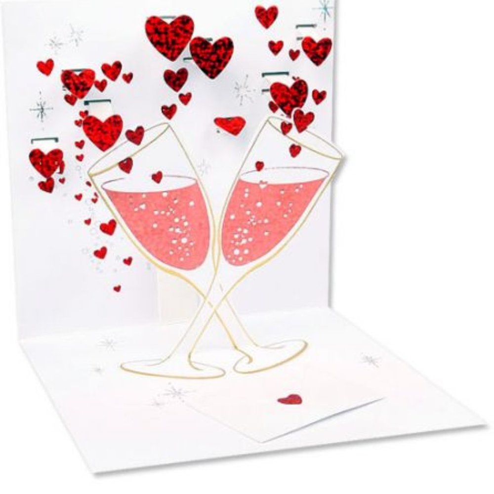 Valentine's Champagne Romance Red Pop-Up Treasures Greeting Cards